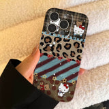 Hello Kitty Leopard Print Phone Case – Cute Bow & Star Design