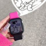Black pink silicone Apple watch band