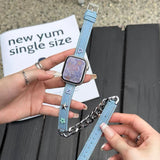 Denim & chain double-loop Apple watch band