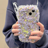Color-matching knitted plush lace phone case  for iPhone