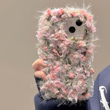 Color-matching knitted plush lace phone case  for iPhone