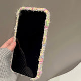 Colorful tulip embroidery knitted plush phone case  for iPhone