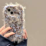 Color-matching knitted plush lace phone case  for iPhone