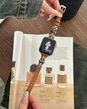 Antiqued cross thin and double-loop leather Apple watch band