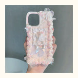 Pink Butterfly Kiss | Handmade Decoden Phone Case with Ribbon & Rose for iPhone & Andriod