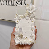 Pastel Decoden Phone Case with Pearl Camera Border | Handmade Luxury Butterfly & Rose Cream Glue Case in Multi-Colors for iPhone & Android