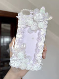Pastel Decoden Phone Case with Pearl Camera Border | Handmade Luxury Butterfly & Rose Cream Glue Case in Multi-Colors for iPhone & Android