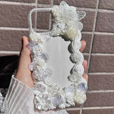 Pastel Decoden Phone Case with Pearl Camera Border | Handmade Luxury Butterfly & Rose Cream Glue Case in Multi-Colors for iPhone & Android