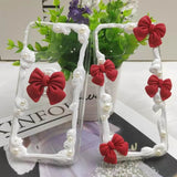 Coquette Red Bow Decoden Phone Case with Phone Grip | Handmade French Vintage Cream Glue Pearl Case for iPhone & Android