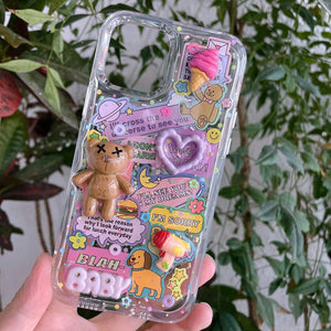 TEDDY bear & fun stickers Handmade phone case for iPhone & Andriod