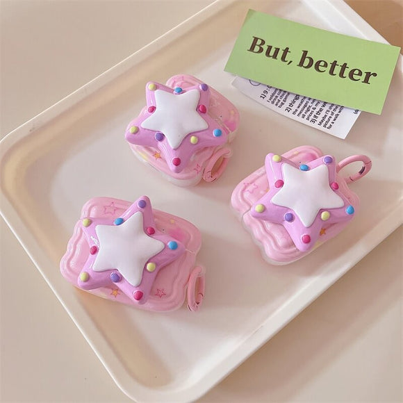 Soft Pink&White star airpods cases