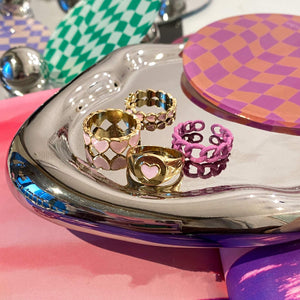 Pink pop fashion rings set
