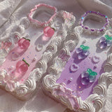 Summer fruit grapes and peacehes handmade and custom phone case for iPhone  & Android