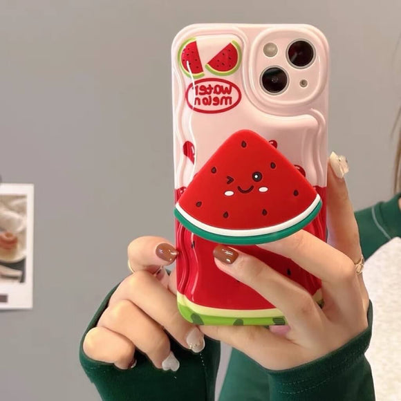 Yummy watermelon phone case with a holder for iPhone