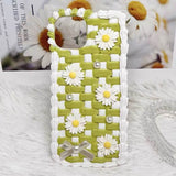 Vintage green&white flower custom decoden phone case for iPhone & Android